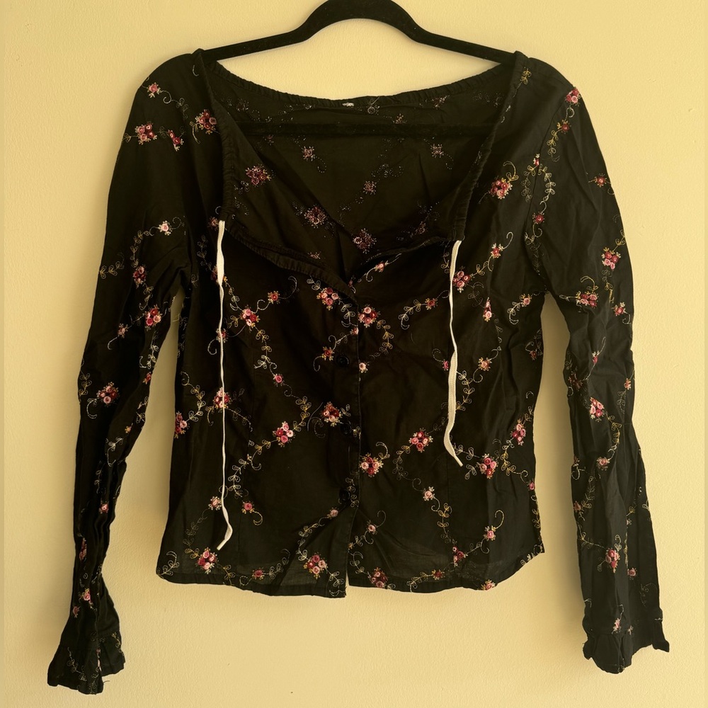 Vintage Embroidered Long Sleeve - Milkmaid/Victorian Inspired